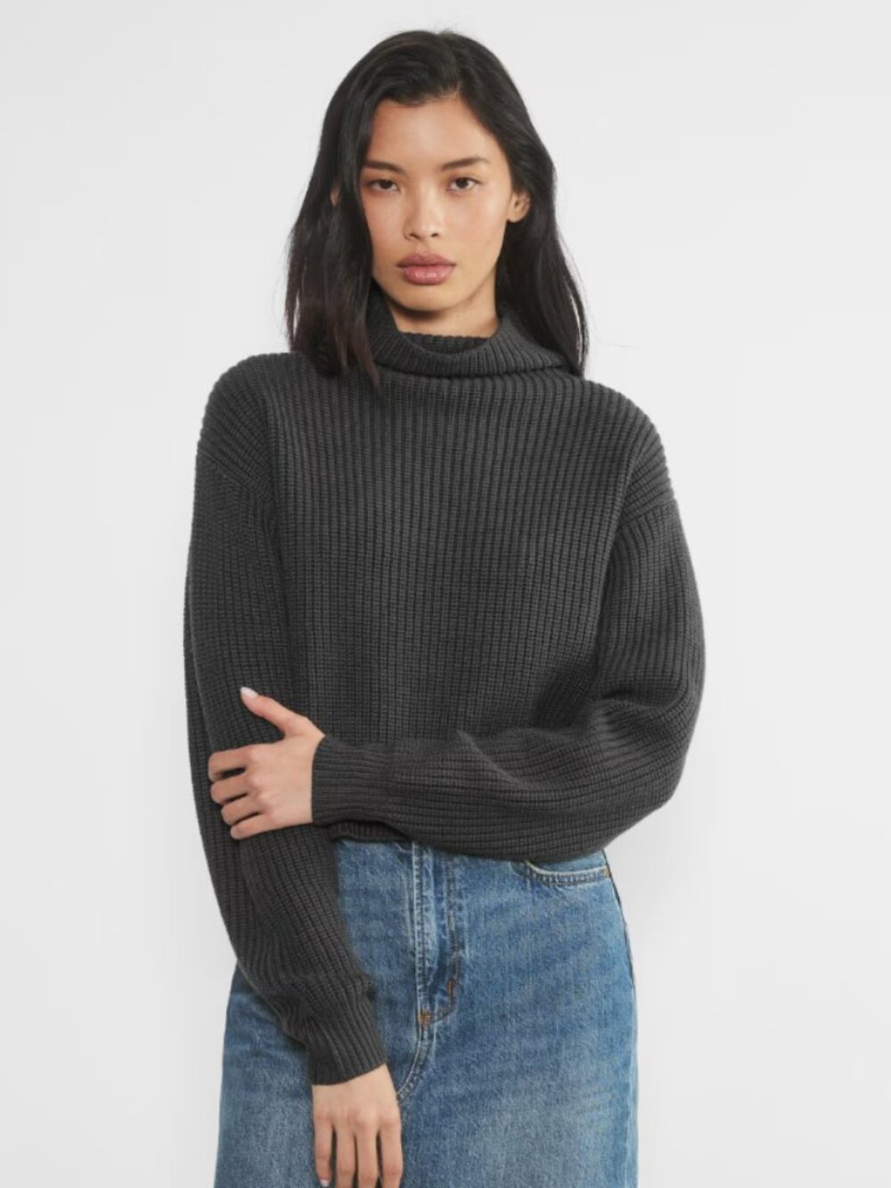 Aritzia Wilfred Montpellier Waist Turtleneck - Size XS Heather Charcoal